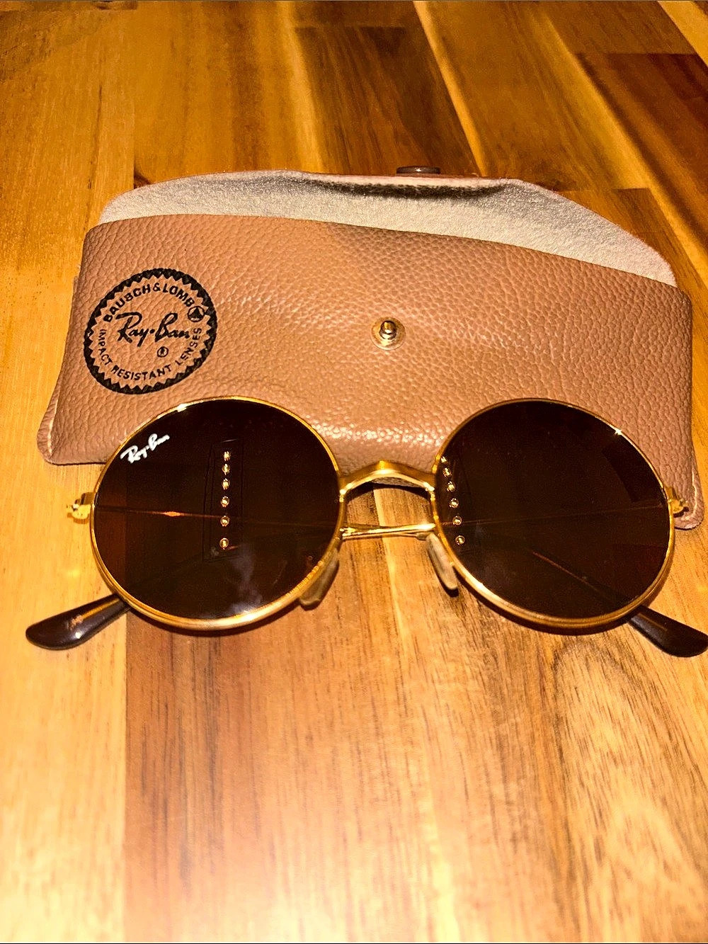 Ray-Ban Vintage B&L Round Metal Sunglasses Brown & Gold Sunglasses